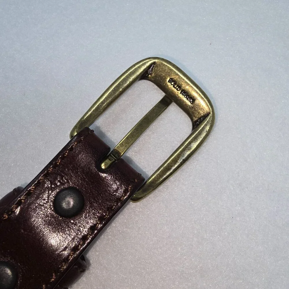 Brighton Belt P2707 Mens 36 Brown Leather Woven Inlay Brass Buckle